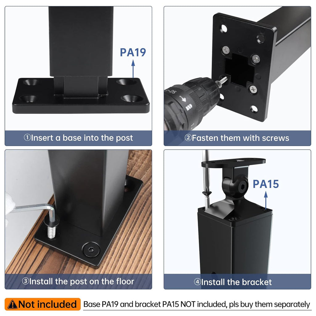 36 inch Black Aluminum Cable Railing Post E37224