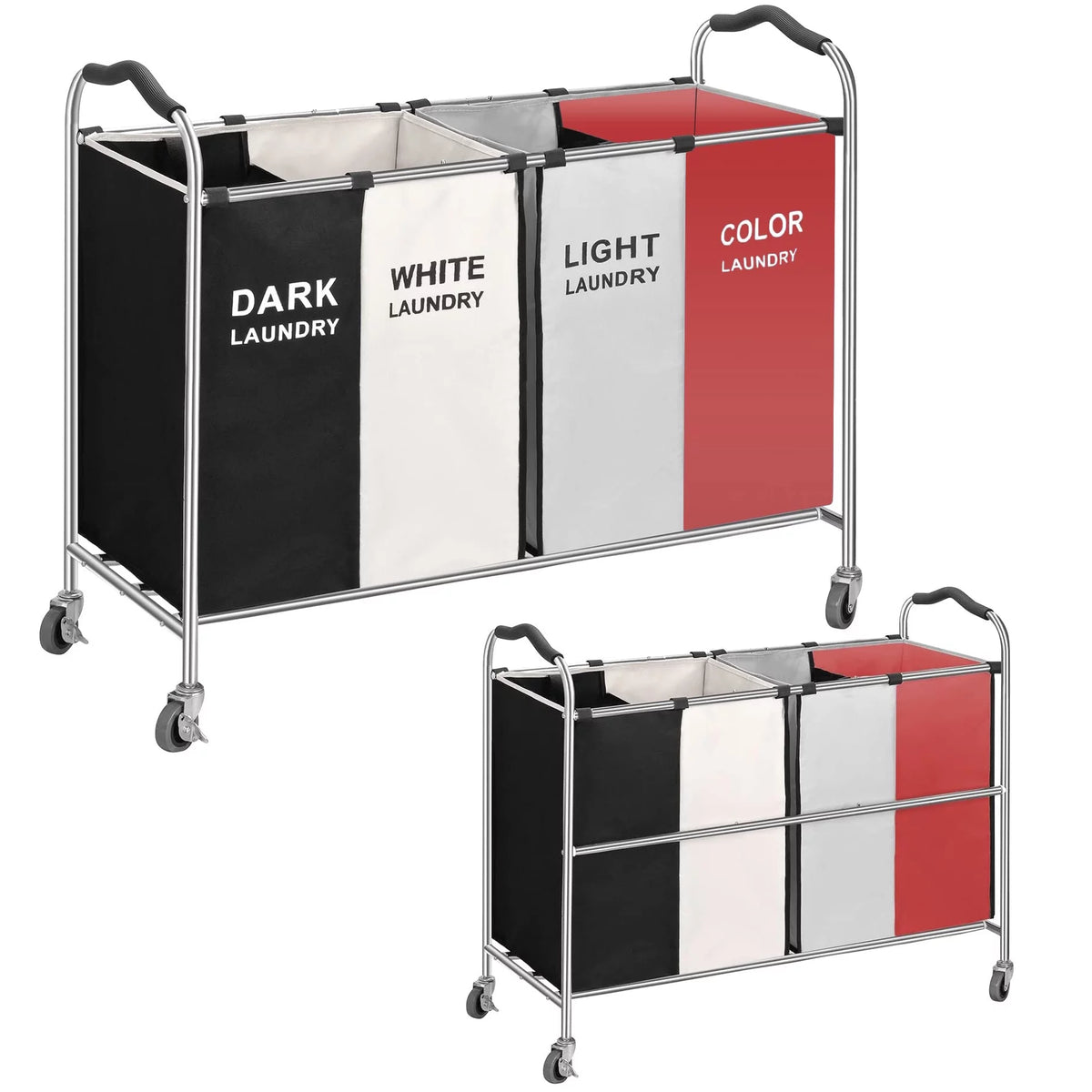 320L 4-Bag Laundry Hamper Sorter with Frame and Wheels R119740
