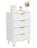 Black 4 Drawer Wood Dresser with Metal Handles N479