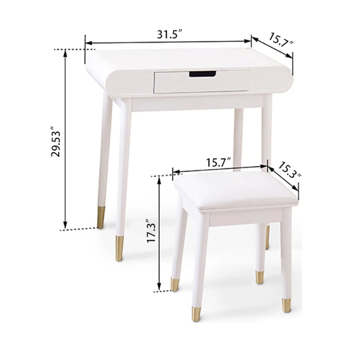 White Makeup Vanity Table Set with Stool T8808