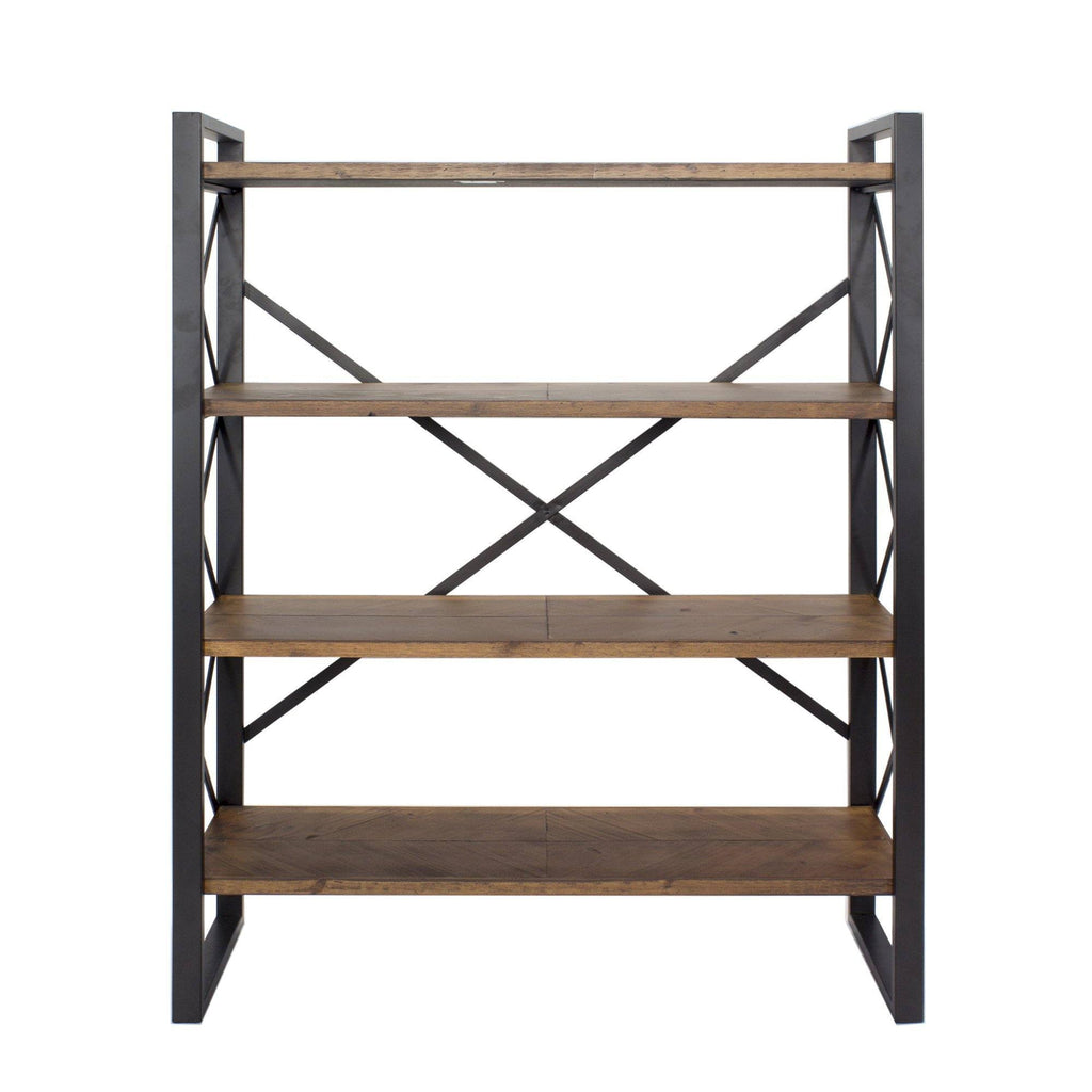 Natural Metal Wood MDF Bookcase with 4 Shelves Black K4810