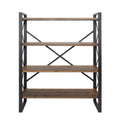 Natural Metal Wood MDF Bookcase with 4 Shelves Black K4810