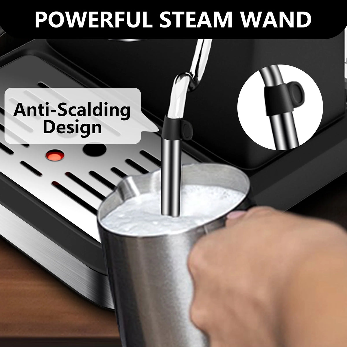 20 Bar Stainless Steel Espresso Machine with Milk Frother B570991