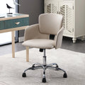 Beige Adjustable Height PU Leather Ergonomic Office Chair V13411