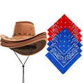 6 Set Western Cowboy Hat with Bandanna S814807