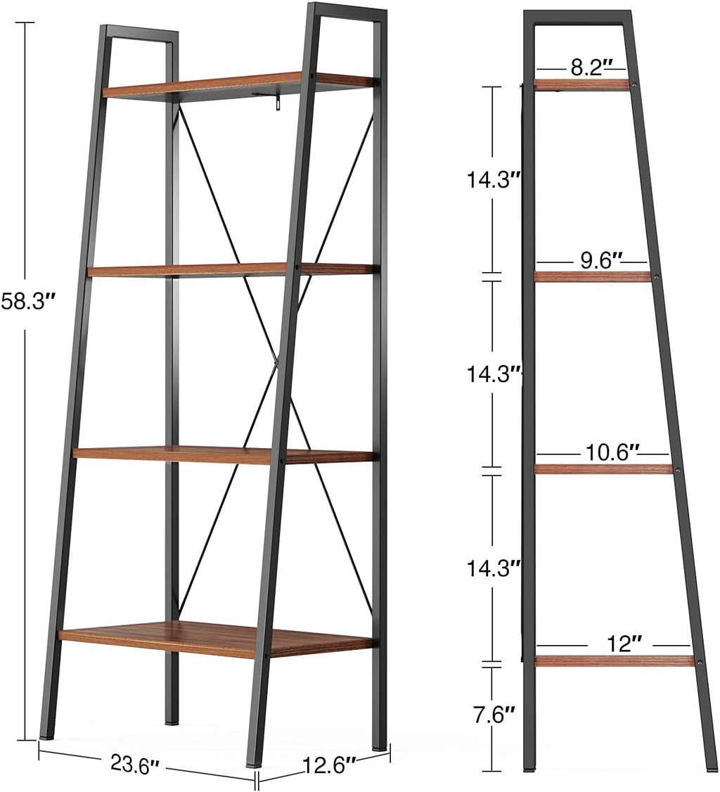 4-Tier Industrial Ladder Bookcase P9823