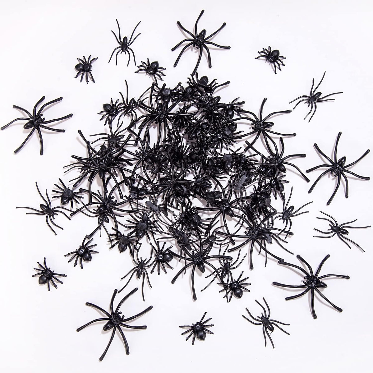 120 Pieces Black Plastic Spiders 3 Sizes V367415