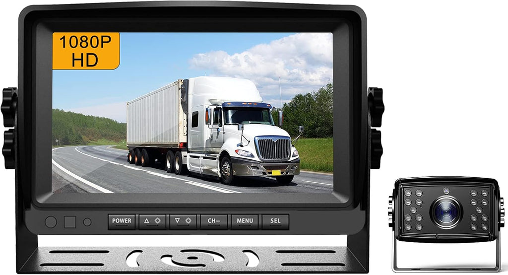 1080P 9" Wired Backup Camera System Kit with Built-in DVR, IP69 Waterproof, Split Screen, Night Vision Reversing Camera I6024