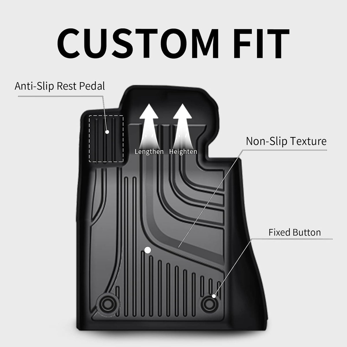 Black TPE All Weather Car Floor Mats Full Set A1190