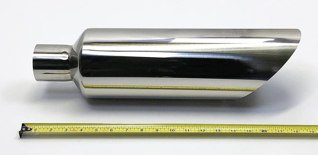 Polished Stainless Slant Exhaust Tip 6.00" X 18.00" Long 2.50" Inlet H640