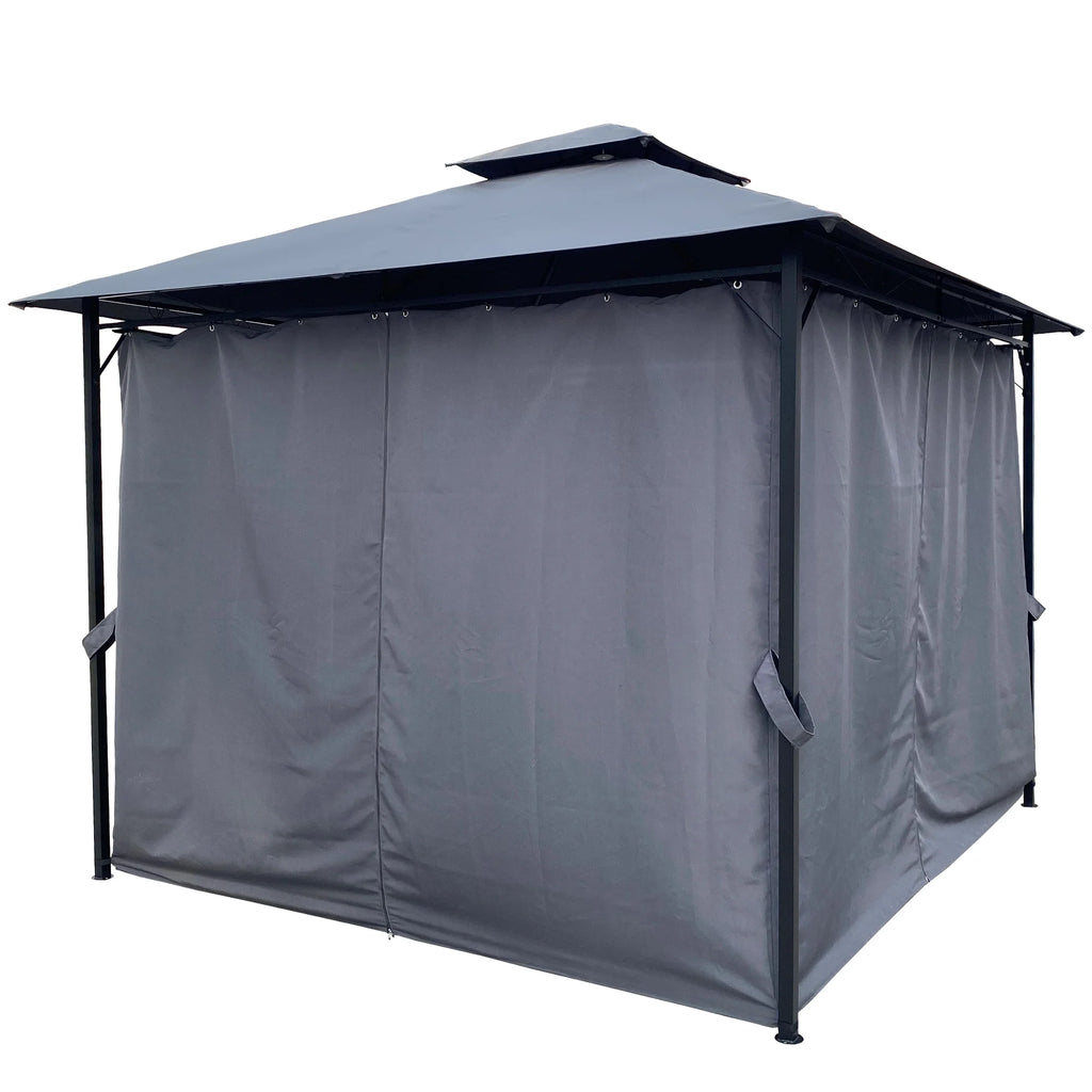 Gray Gazebo Canopy With Curtains Q7797