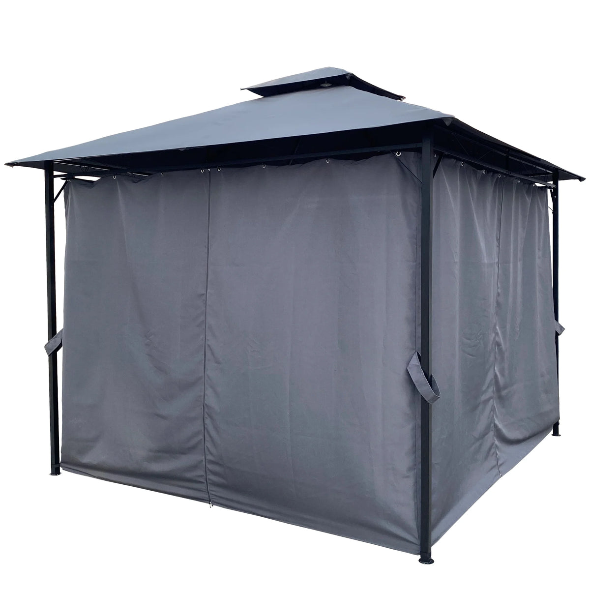 Gray Gazebo Canopy With Curtains Q7797