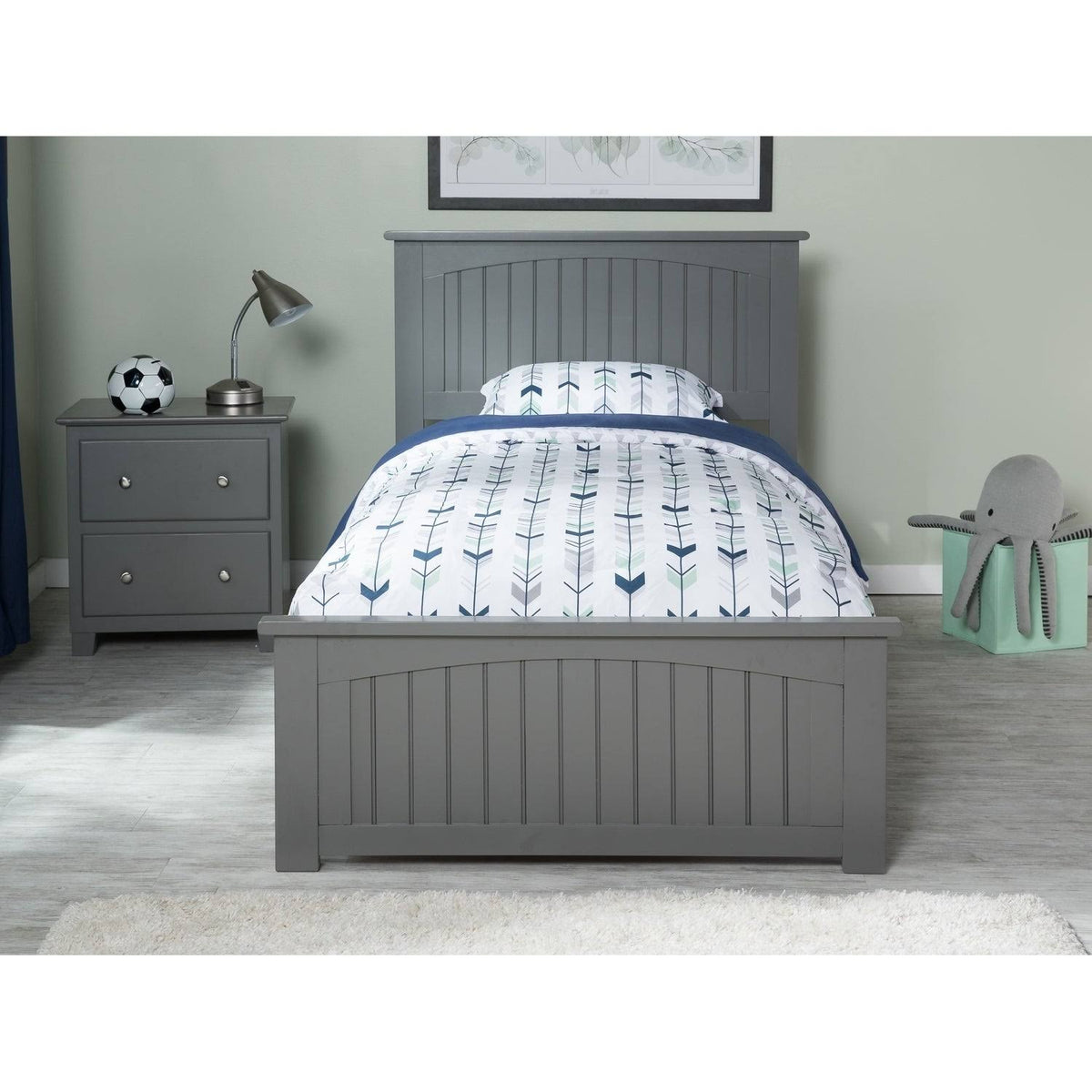 Twin XL Traditional Bed with Foot Board in Grey T85151
