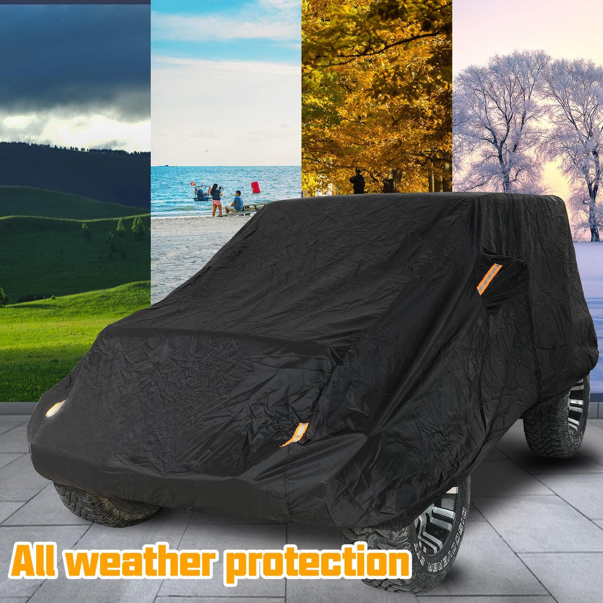 2 Door Full Car Cover with Driver Door Zipper I75010