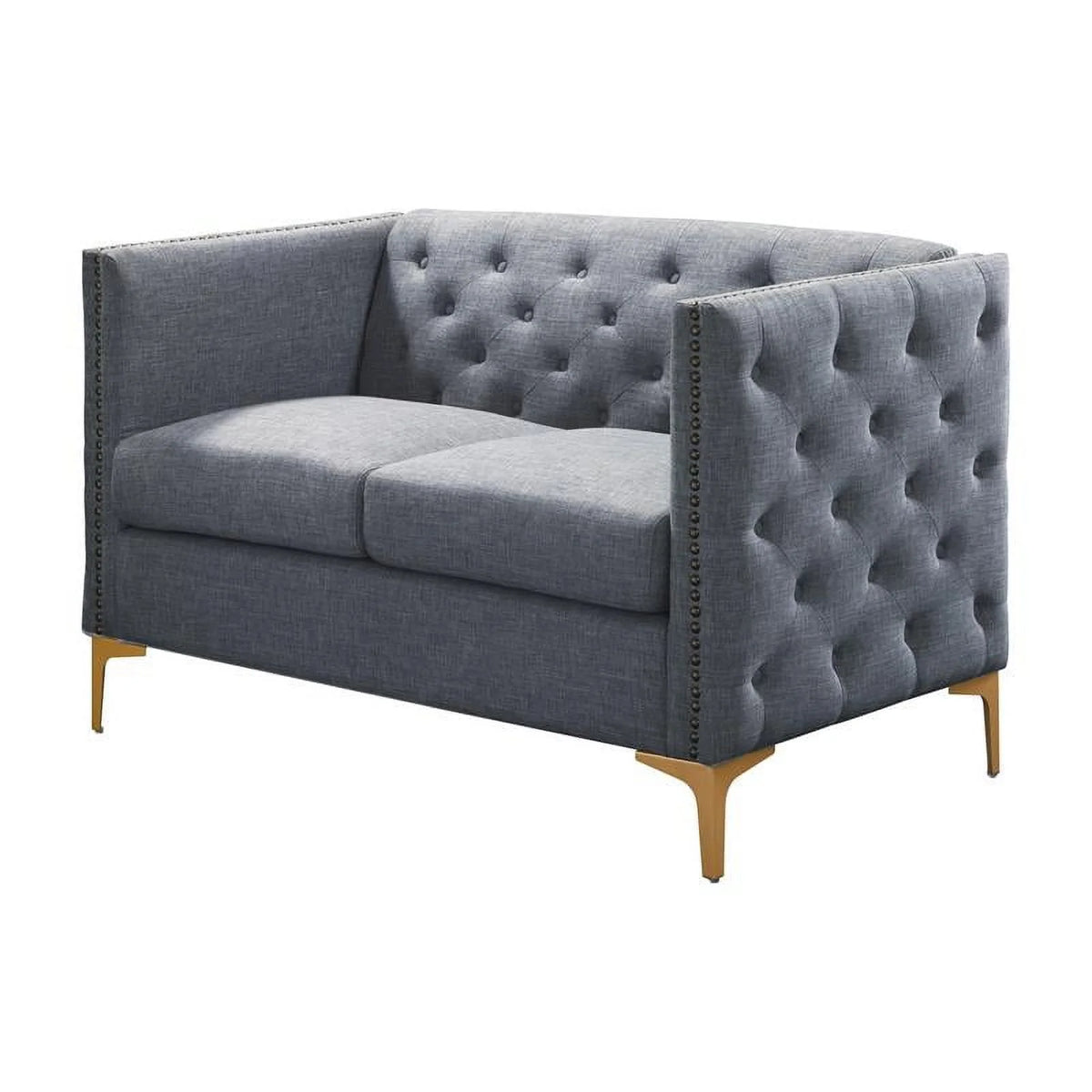 Light Gray Tufted Fabric Loveseat E830773