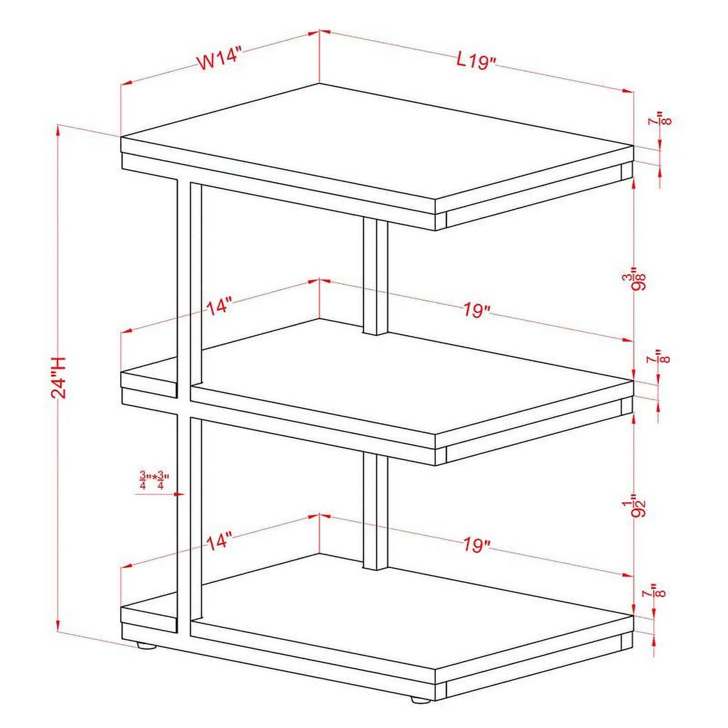 Light Gray 3-Shelf Metal Side Table Set of 2 E2812