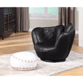 2 Piece Pack Chair & Ottoman, Baseball Black and White R753