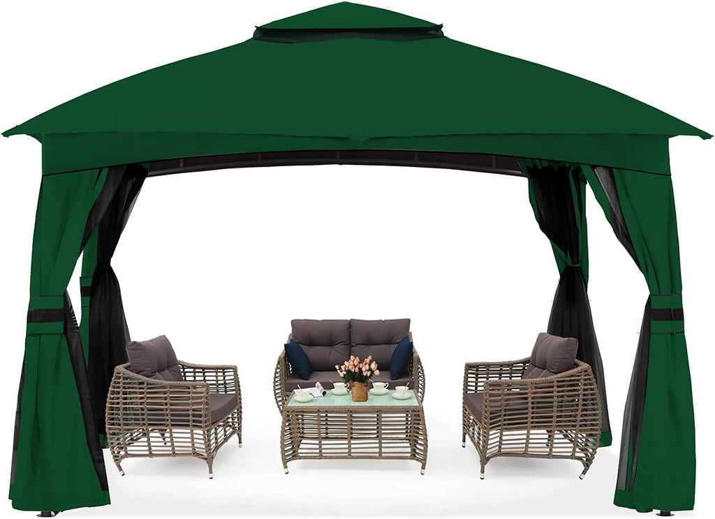 10x10 Outdoor Gazebo with Netting and Pole Coverings M30017