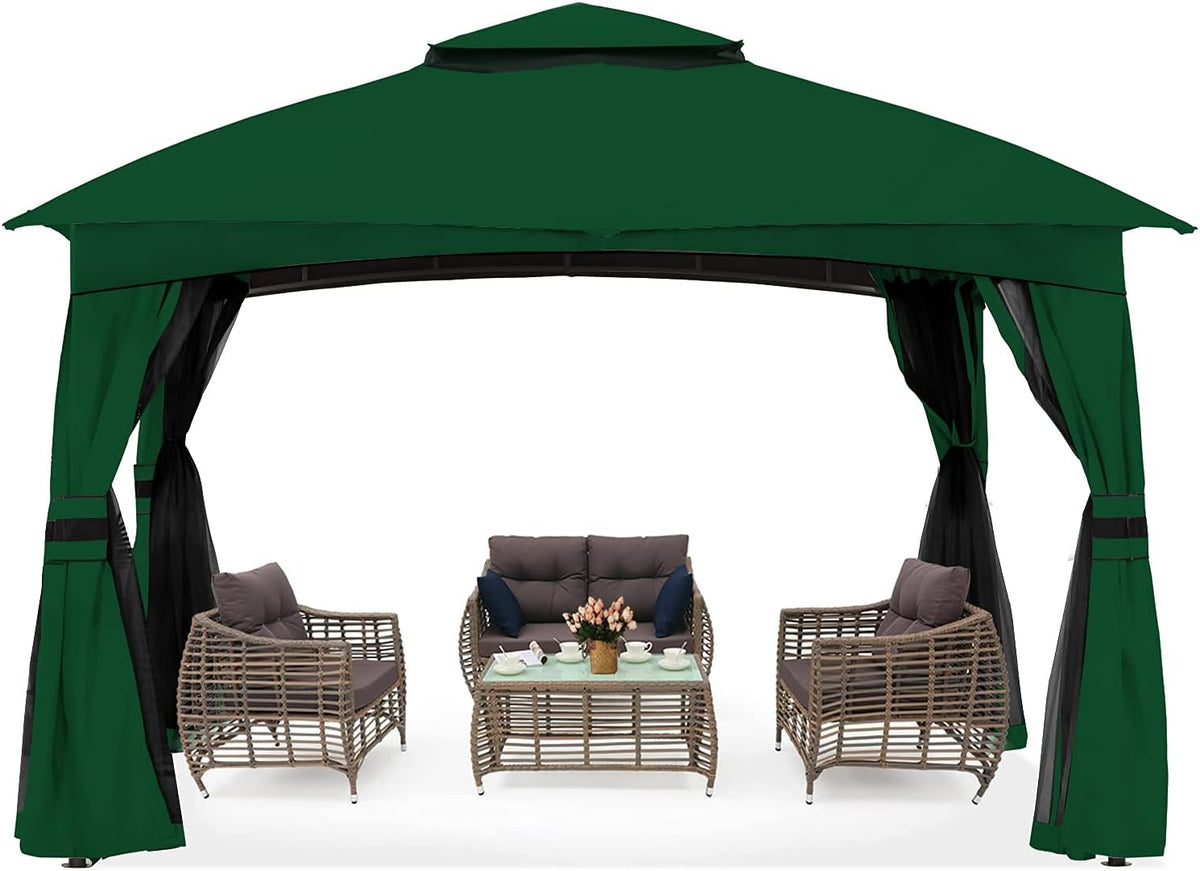 10x10 Outdoor Gazebo with Netting and Pole Coverings M30017