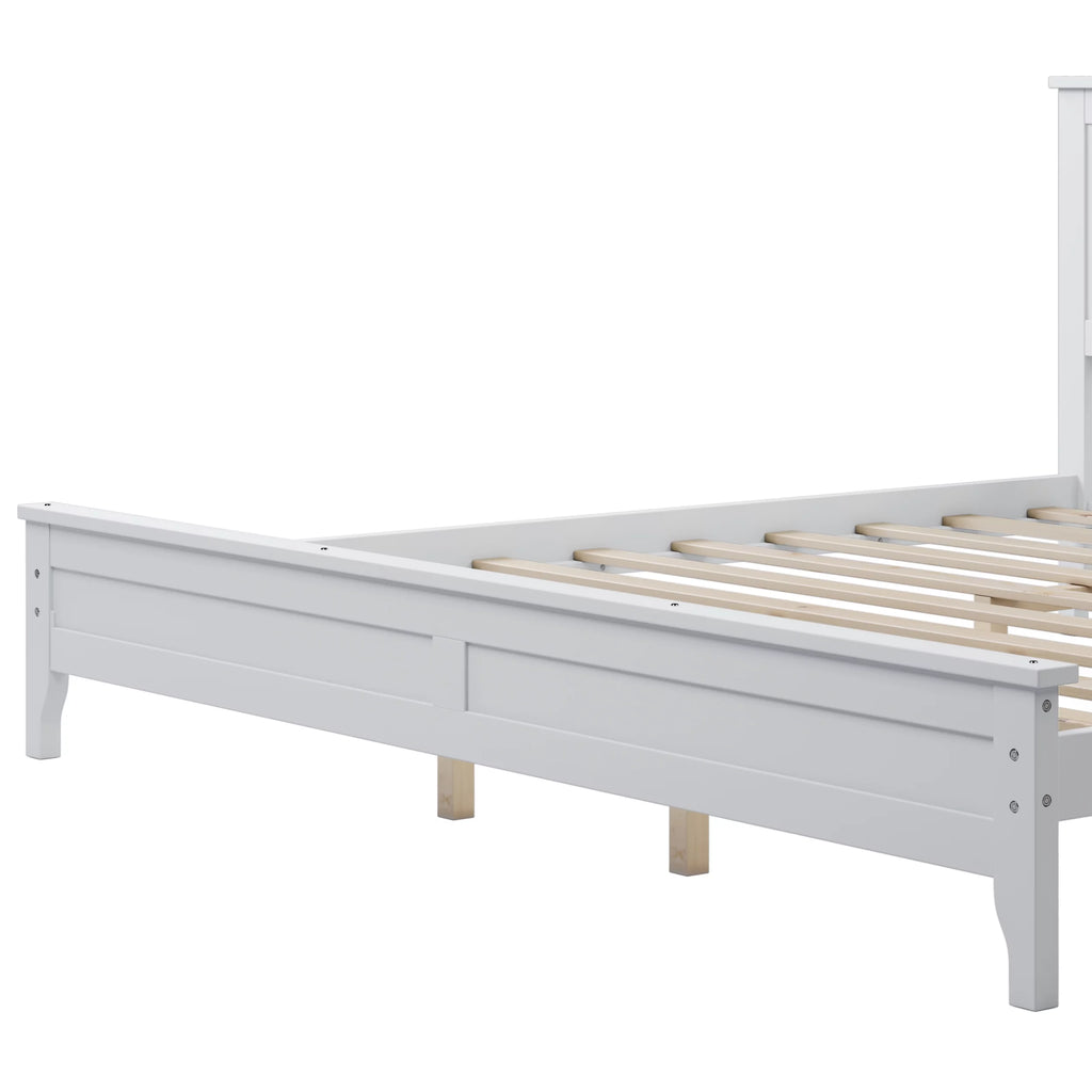 White Solid Wood King Platform Bed K77255