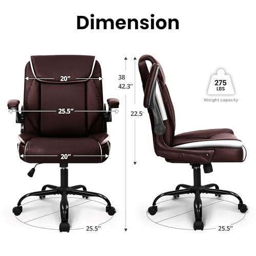 White Ergonomic Mid-Back Leather Office Chair A527