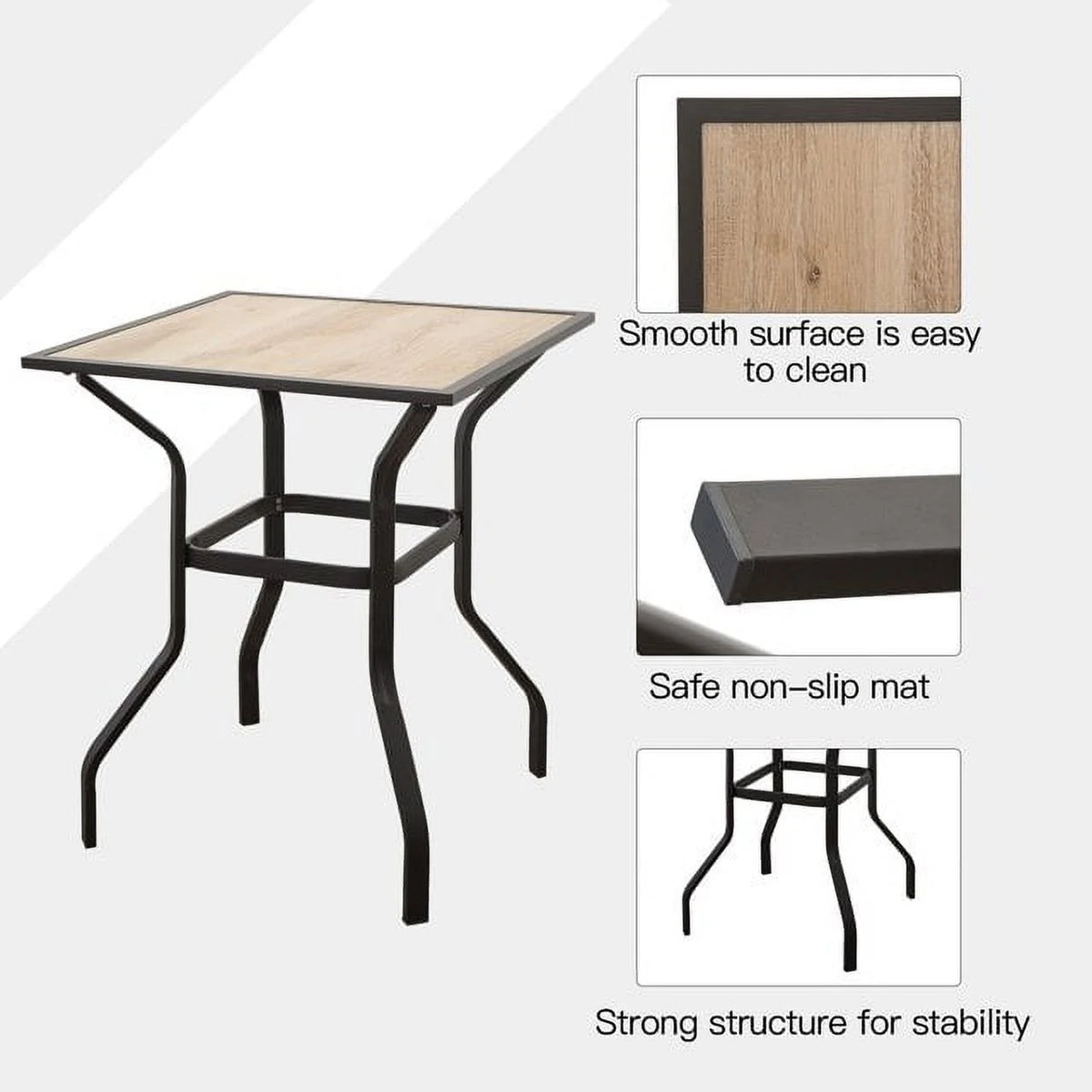 3 Piece Swivel Bar Stools and Table Patio Bistro Set E74928