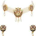 Gold Plated Pearl Beaded Choker with Earrings P729298