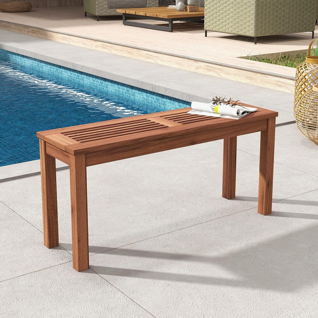 Weather Resistant Solid Wood 2 Seater Outdoor Bench D160374