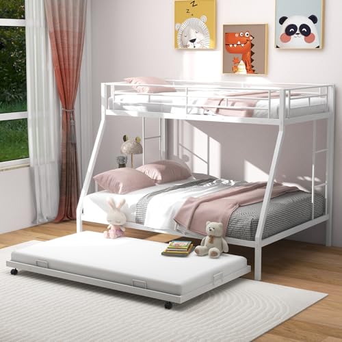 Twin Over Full Metal Bunk Bed with Trundle Z65254