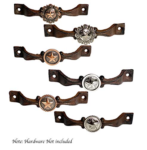 Cast Iron Kitchen Cabinet Handles and Drawer Pulls Antique Country Home Rustic Decor Farmhouse Cabinet Handle Texas Western Star Cabinet Knobs (2, Braided Bronze Star) B9731