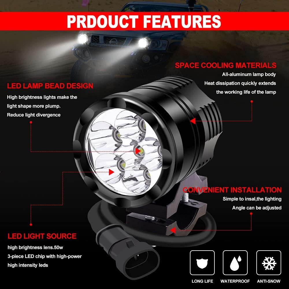 White/Yellow/Strobe 60W LED Motorcycle Spotlight A417361