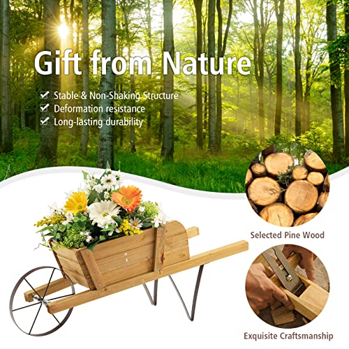 Red Wood Wagon Planter with 9 Magnetic Accessories Y4122