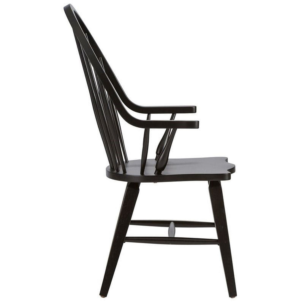2 Piece Black Wood Dining Arm Chair Set F27830