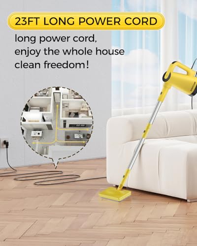 Steam Mop with 7-in-1 Attachments, 13OZ Water Tank, 23ft Power Cord I572