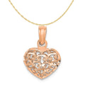 14K Rose Gold Polished Puffed Heart Pendant With 10K Yellow Gold Rope Chain 18" F6761