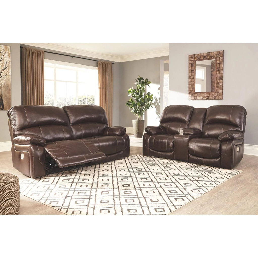 Gray Leather Power Reclining Sofa A9944