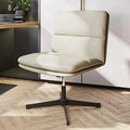 Ivory PU Leather Armless Office Chair with Height Adjustment W585