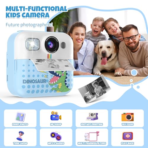 Blue 1080P Instant Print Kids Camera Toy B3452