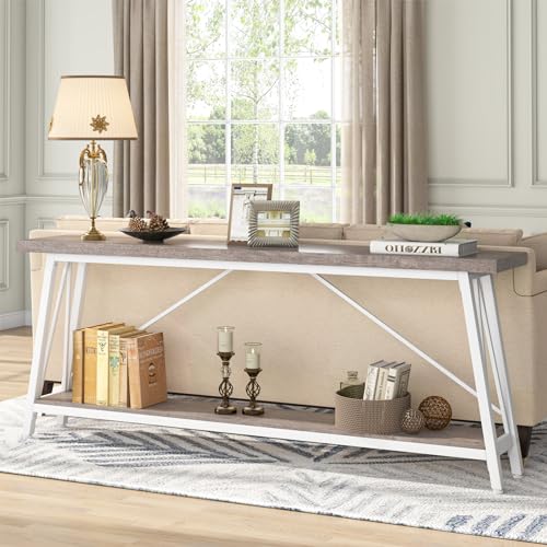 White Industrial Console Sofa Table L9740