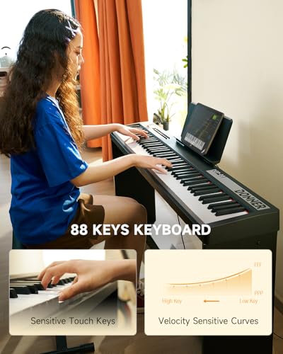 88 Keys Velocity-Sensitive Digital Piano with Removable Stand and Triple Pedal U786644