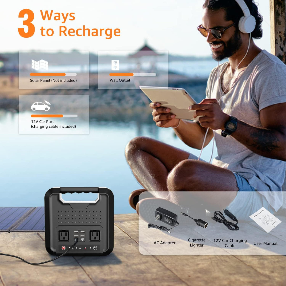 Portable Power Bank with AC Outlet 220Wh 60000mAh 110V 300W Battery Backup E902