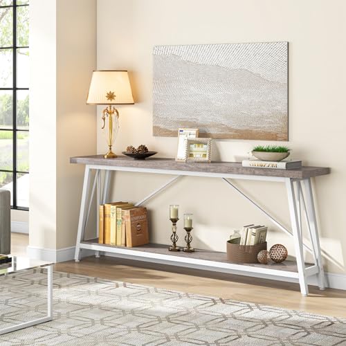 White Industrial Console Sofa Table L9740
