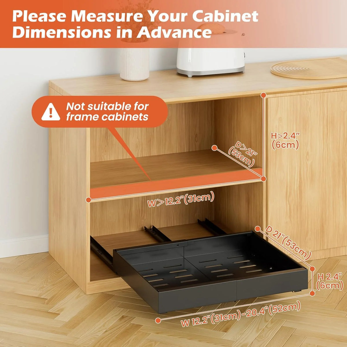 2Pack Expandable Pull Out Cabinet Organizer 21Deep, Adjustable Width 12.2-20.4, Black F161