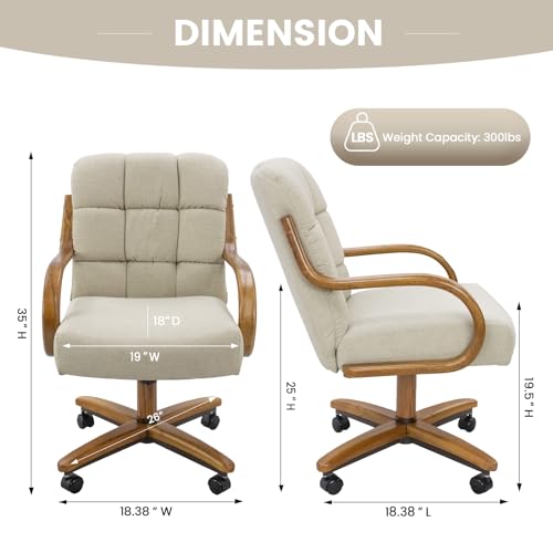 2 Set of Caster Swivel Tilt Dinning Chairs with Metal Frame B794671
