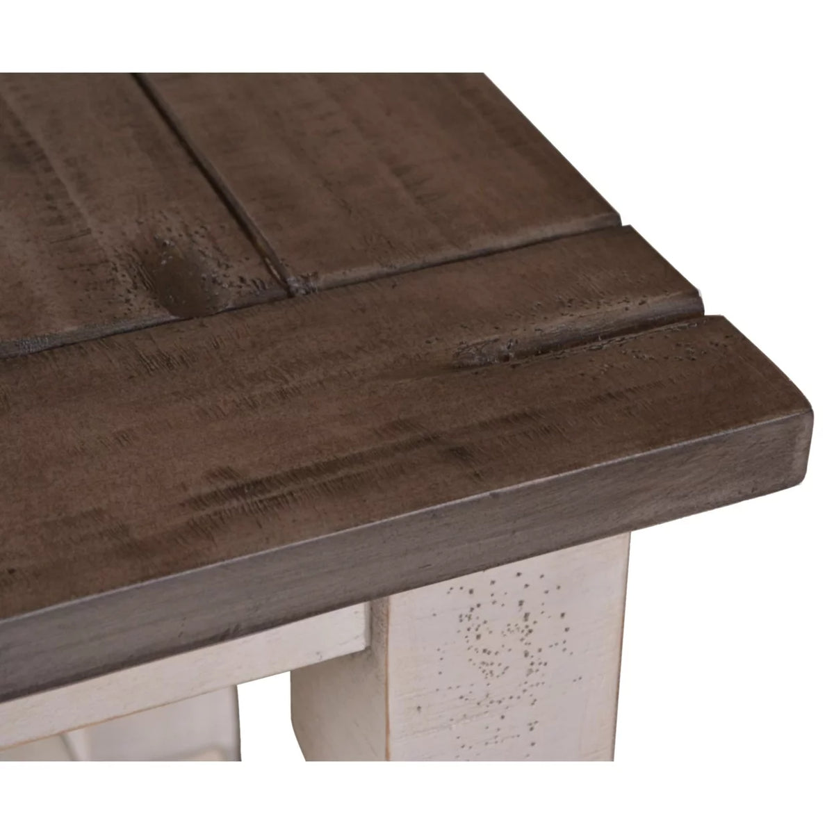 Cottage White and Brown Rectangular Wood End Table J92265