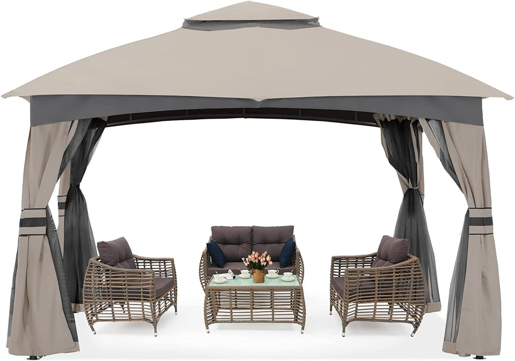 10x10 Outdoor Gazebo with Netting and Pole Coverings M30017