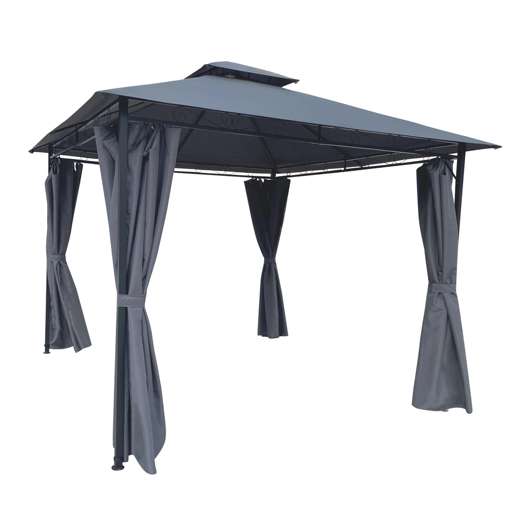 Gray Gazebo Canopy With Curtains Q7797