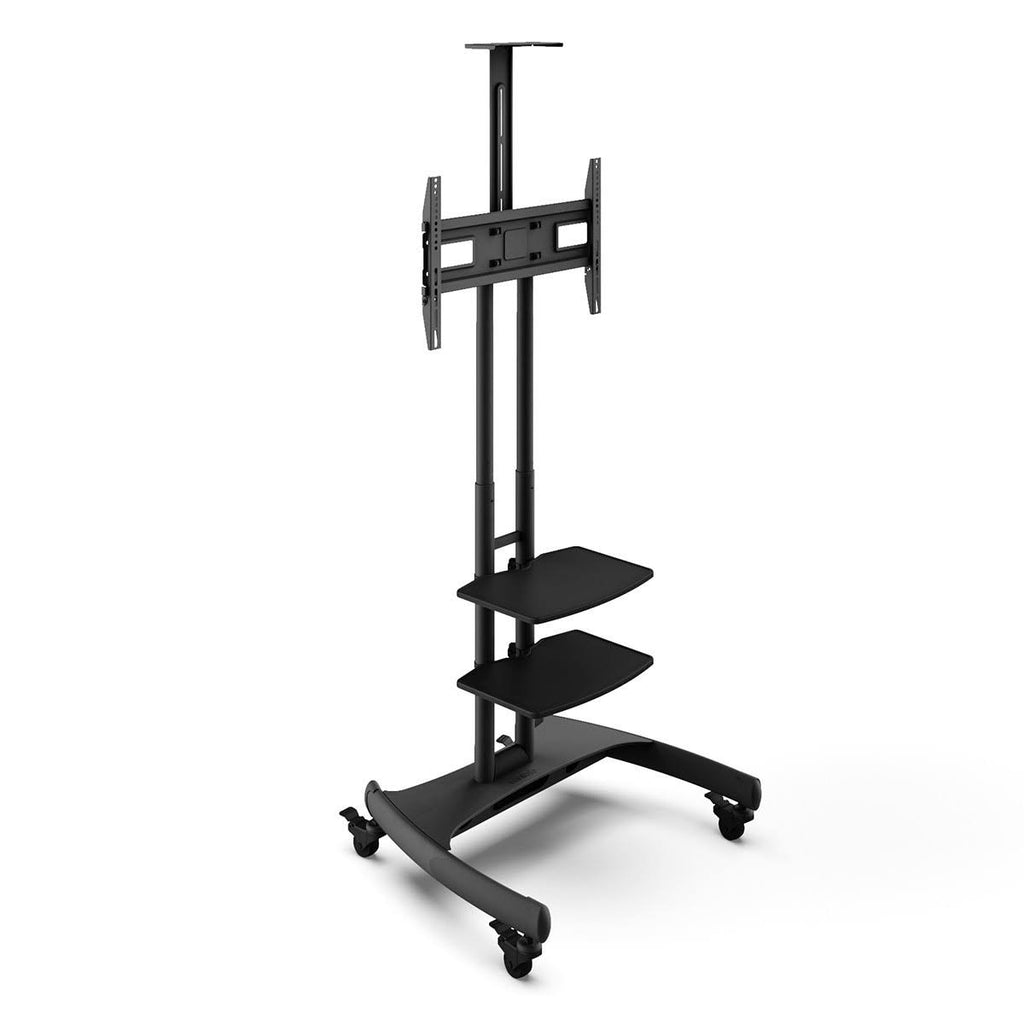Black Mobile TV Mount with Two Adjustable Shelves G1732