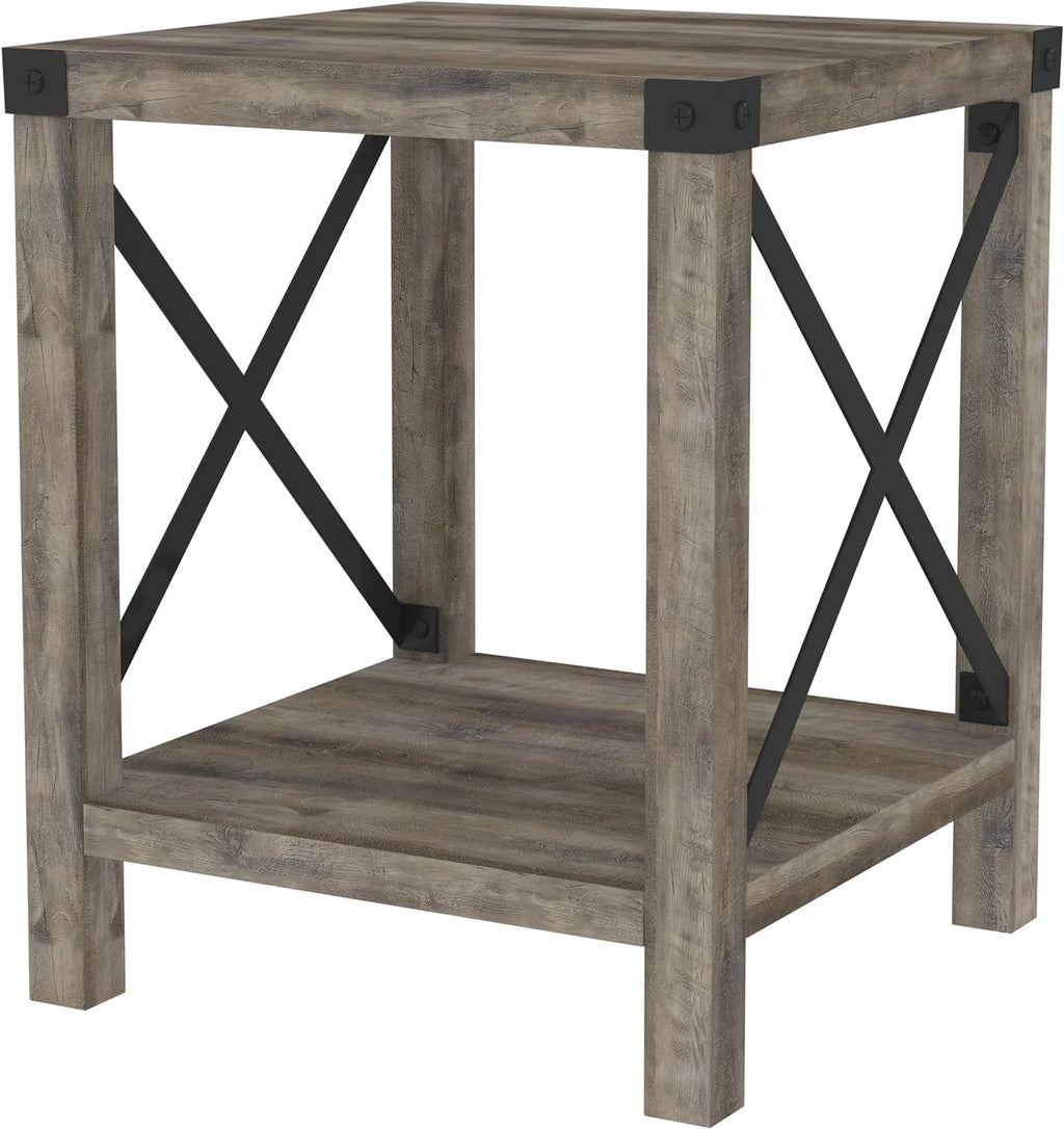 18 Inch Grey Wash Side Table Z249