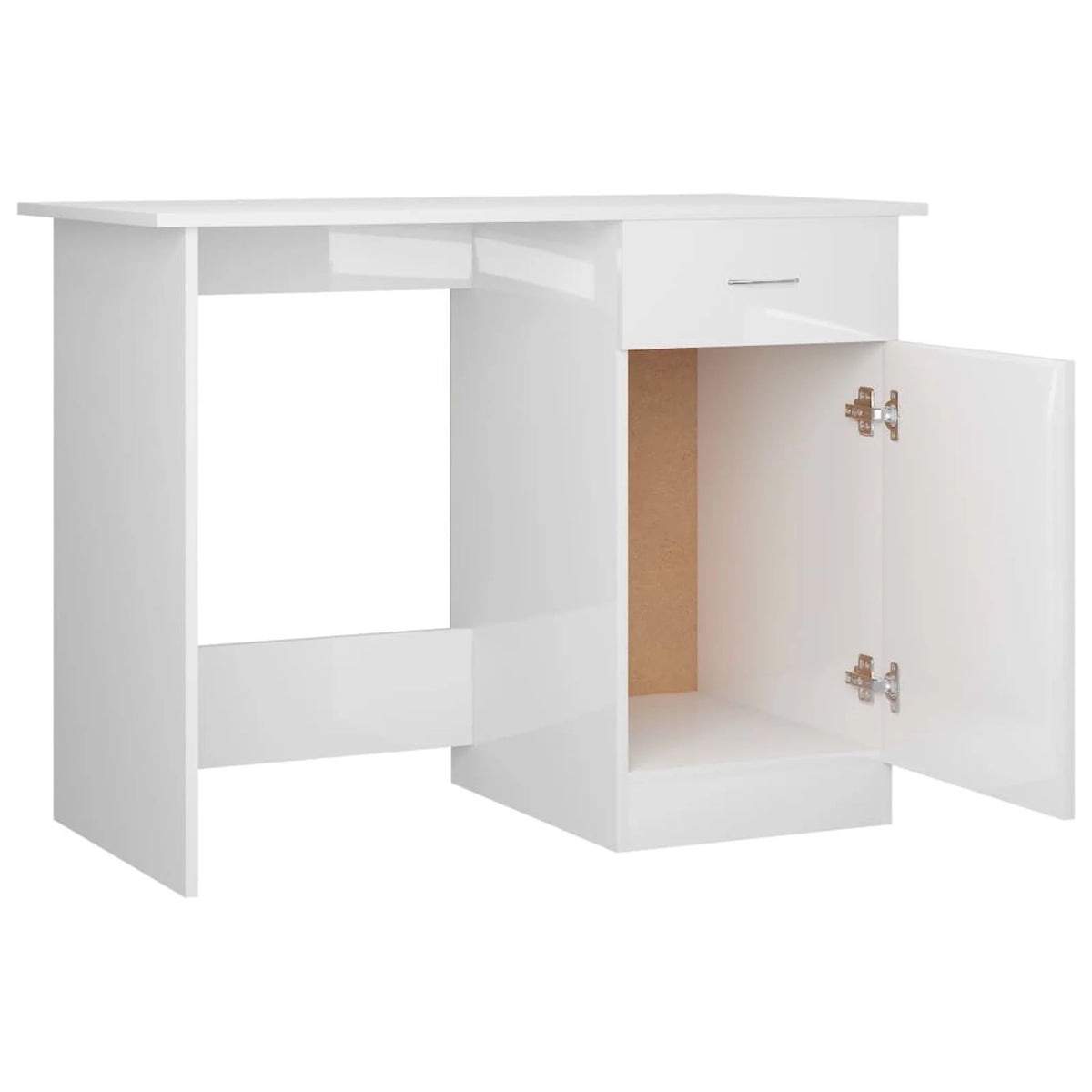 High Gloss White Engineered Wood Desk T2009
